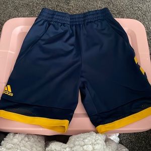 Medium 10/12 blue and yellow adidas shorts